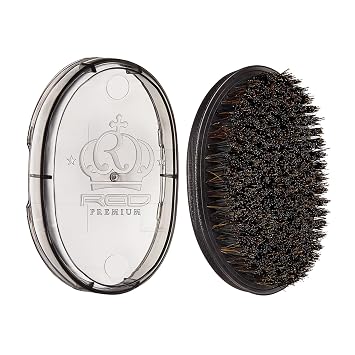 Red by Kiss Cepillo de Palma Curvada Premium de Bolsillo Wave Bow Wow – Cerdas de Jabalí para Ondas 360, Diseño Curvado para Control de Precisión, Ideal para Cabello Grueso, Rizado, Corto y