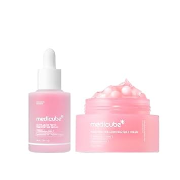 medicube PDRN Fresh Prep & Capsule Glow Duo: suero PDRN de salmón ultraligero y crema de cápsula rosa | Preparación de hidratación y sellado de humedad con ADN de salmón