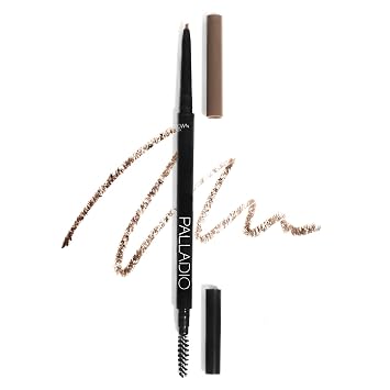 Palladio Beauty - Lápiz definidor de cejas, lápiz de cejas ultra preciso con poder de larga duración, brocha de carrete mezcla color para un acabado natural, no requiere sacapuntas de cejas, marrón medio