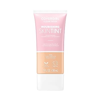COVERGIRL Clean Fresh Tinte para piel nutritivo, 550 Claro/Medio, base líquida, acabado húmedo, infundido con coco y aloe, fórmula vegana