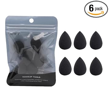 Juego de 6 esponjas de maquillaje negras para base, juego de esponjas de maquillaje pequeñas negras para base, esponjas de maquillaje, corrector y sombra de ojos, licuadoras de maquillaje y esponjas