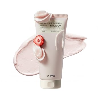 Whipped Korean Skincare Face Wash, funciona como máscara facial, vainilla de fresa, limpiador facial vegano hidratante para piel seca con niacinamida, ácido hialurónico, ceramida