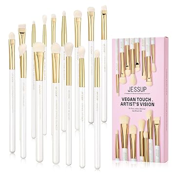 Jessup Eye Makeup Brush Set 15pcs for Eyeshadow Blending Eyeliner Brow T519