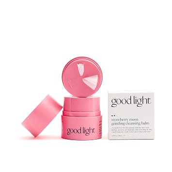 good light Bálsamo limpiador de molienda Strawberry Moon. Desmaquillante nutritivo y limpiador facial para derretir SPF y suciedad diaria. Cuidado de la piel coreano suave. Limpiador KBeauty seguro para la piel sensible. 1.69 onzas líquidas