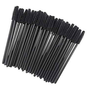 100 pinceles de silicona para pestañas, brochas de rímel, aplicador, kits de maquillaje para maquillaje, cuidado personal y extensiones de pestañas (negro puro)