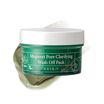 AXIS-Y Mugwort Paquete Clarificante de Poros para Lavar - Exfoliante Facial Dirigido a Poros Obstruidos, Removedor de Puntos Blancos y Puntos Negros - Mascarilla de Arcilla Vegana Coreana Glass Skin
