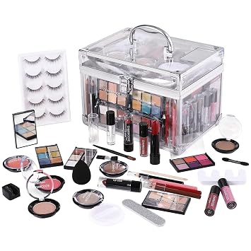 Kit de Maquillaje para Mujeres Kit Completo - Paleta de Sombras de Ojos, Pintalabios, Brillo de Labios, Rubores, Contorno, Iluminadores, Lápiz de Maquillaje, Pestañas Postizas, Estuche de Viaje