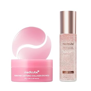 medicube PDRN Jelly Quick Glow Duo: parches para los ojos de colágeno y cafeína PDRN y suero de gelatina | Parches de hidrogel para los ojos y suero de gelatina de doble brillo | Refresca, hidrata y