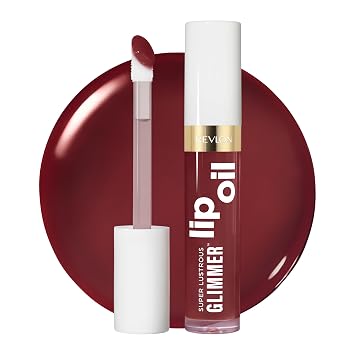 REVLON Aceite labial Super Lustrous Glimmer 010 Wined Down, 0.13 fl oz