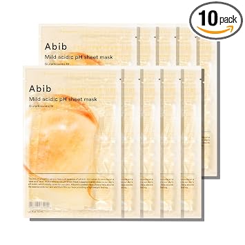 Abib Máscara de hoja de pH ácido suave Glutatiosoma Fit 10 hojas (tono de piel) | Máscara facial coreana para piel sensible, calmante y alivio del enrojecimiento, tratamiento diario para el cuidado de