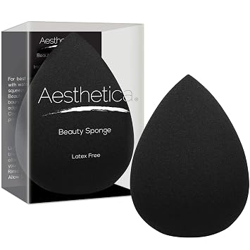 Esponja aplicadora de maquillaje Aesthetica, sin látex y vegana, para polvo, crema o líquidos, una pieza