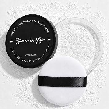Polvo de ajuste translúcido con tamiz, maquillaje en polvo suelto sin talco para cara, acabado mate de larga duración, polvo facial blanco de control de aceite para Halloween SFX maquillaje