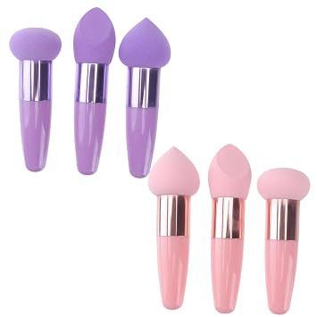 3pcs Makeup Sponge Applicator Set with Handle, Pink Mushroom Head