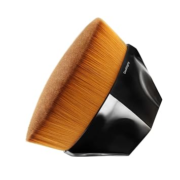 Brochas de maquillaje Kabuki con punta plana y hexagonal para base, colorete, polvo líquido, base con estuche protector adicional (negro)