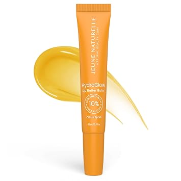 Citrus Spark Lip Butter Balm, fabricado en Italia, tinte y brillo transparente, aplicador de donas de silicona, tapa de bloqueo de fugas, con manteca de karité, 0.5 onzas líquidas
