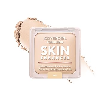 COVERGIRL TruBlend Skin Enhancer - Polvo facial de acabado luminoso horneado, con ácido hialurónico y extracto de rosa blanca, transparente y construible, galleta de 500 azúcares