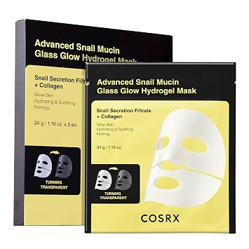 COSRX Advanced Snail Mucin Glass Glow Hydrogel Face Masks Skincare 3 EA