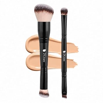 DUcare - Brochas de maquillaje de doble punta para base, brocha correctora, cepillo para sombra de ojos, para líquidos, polvos, pulidos, mezclas, contornos de base, brochas de maquillaje