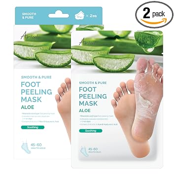 Ariul Mascarilla exfoliante suave y pura para pies, calcetines hidratantes y calmantes para pies secos, cuidado de la piel coreano, 2 pares (aguamarina)