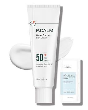 P.CALM Crema solar hidratante con barrera de agua, acabado mate, sin fundición blanca, SPF 50+ PA++++ Vegano Calmante Humedad Protector solar diario para piel seca grasa sensible Cuidado de la piel coreana