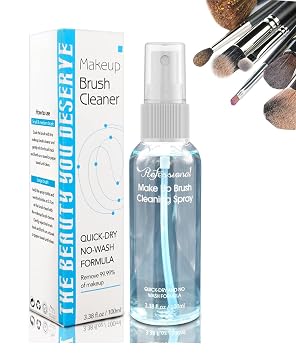 Limpiador de brochas de maquillaje para brochas cosméticas, sin lavado, secado rápido, spray de limpieza profunda, ideal para brochas de maquillaje, esponjas para mujeres y niñas, 3.38 onzas