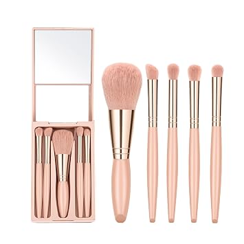 Juego de brochas para sombra de ojos, regalos del día de San Valentín, brochas de maquillaje para adolescentes con espejo, kit de brochas de maquillaje pequeñas para niños, brochas cosméticas