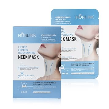 Máscara de cuello de colágeno reafirmante, cuidado hidratante antienvejecimiento, paquete de 8