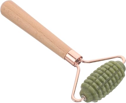 Single Head Jade Face Roller Massager Wooden Handle for Facial Massage