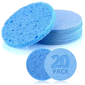 Esponjas de limpieza facial naturales, 20 esponjas faciales comprimidas, celulosa, reutilizables, suaves, cosméticos, para eliminar maquillaje profesional, spa, exfoliante, masaje de piel, 111