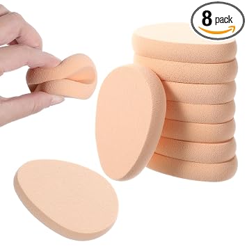 Esponja de maquillaje plana ovalada de esponja de maquillaje, almohadilla de maquillaje suave, esponja aplicadora de maquillaje húmeda y seca, cojín compacto para base líquida, maquillaje, limpiador