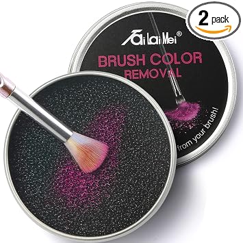 TailaiMei Paquete de 2 Esponjas Limpiadoras para Eliminación de Color, Limpia Rápida y Fácilmente Brochas de Maquillaje en Polvo Sin Agua o Soluciones Químicas Eliminando el Tiempo de Secado - Cambia