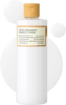FULLY Tónico de esencia de ceramida de arroz – Tónico coreano lechoso para piel de vidrio, fórmula hidratante de agua de arroz y ceramida para barrera de humedad, brillo húmedo, sin fragancia, vegano y probado por dermatólogos, 8.45 onzas líquidas