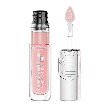L'Oreal Paris Plump Ambition pH Hyaluron Aceite Labial, Tinte Labial que Cambia de Color con Hidratación de 24HR, Brillo Voluminizador y Color Duradero, 020 pH Rosé