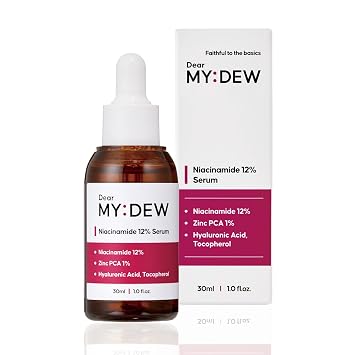 DearMYDEW 12% suero de niacinamida con 1% PCA de zinc, minimizador de poros para cara, controla el exceso de aceite y sebo, mejora el tono desigual de la piel, corrección de la decoloración, absorción rápida, cuidado de la piel coreano, 1 onza líquida