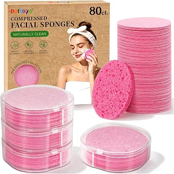80 esponjas faciales comprimidas, esponjas naturales, paquete de viaje