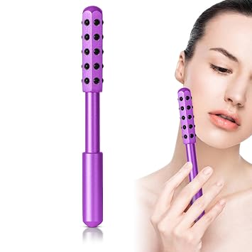 Up Lifting - Rodillo de belleza de masaje radiante, rodillo facial de 30 piedras de germanio para elevación y cuidado de la piel, masajeador facial edificante para regalos del día de San Valentín (morado)