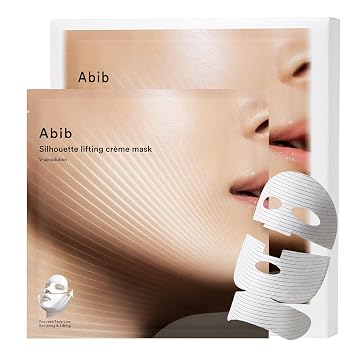 Abib Silhouette Lifting Cream Mask V-Up Solution (4 hojas) con péptido PLGA, reafirmante de doble barbilla y mandíbula, máscara de elevación, cuidado de elasticidad, máscara de estiramiento facial, estiramiento de la piel, elevación de barbilla, cuidado de
