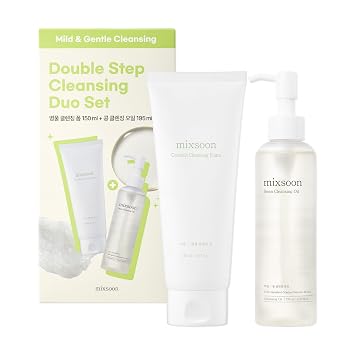 mixsoon Juego de limpieza doble de rutina de 2 pasos, espuma de cica y aceite limpiador de frijoles, suave limpieza profunda e hidratante, cuidado de 5.07 onzas líquidas, 6.6 fl oz / 6.59 onzas