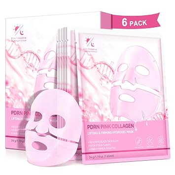 Máscara facial PDRN con ADN de salmón y colágeno, hidrogel, salmón PDRN, máscara de colágeno para hidratar, reafirmar y suavizar, máscaras de tratamiento rápido y nocturno con niacinamida y