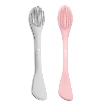 REVEX Aplicador de máscara facial de silicona, limpiador facial, exfoliante de poros, cepillo de limpieza de poros, 2 aplicadores de máscara para barro facial, cepillo facial para mujeres y hombres