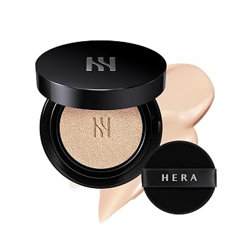 HERA BLACK CUSHION FOUNDATION 0.55 oz 21N1 VAINILLA, cobertura ligera para construir, fórmula hidratante, acabado satinado suave similar a la piel, maquillaje coreano de larga duración