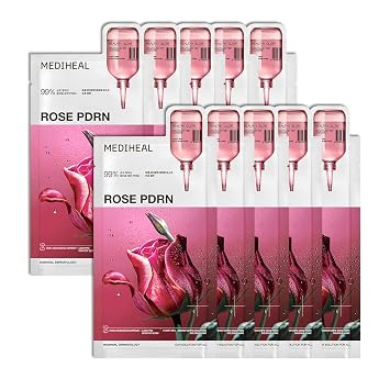MEDIHEAL Rose PDRN - Mascarilla facial esencial, brillo saludable (10ea)