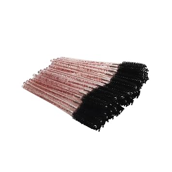 GALPADA 100 cepillos desechables para pestañas con varilla de cristal, aplicadores de rímel flexibles para maquillaje para separar pestañas, aplicación portátil y fácil de usar