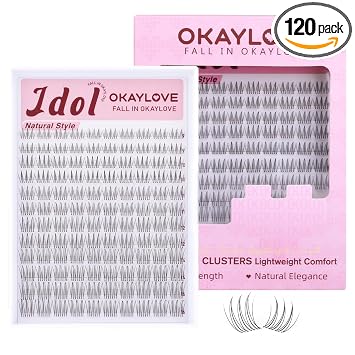 OKAYLOVE Idol - Extensiones de pestañas en racimo de pestañas de banda transparente, rizo CC, 0.354-0.630 in, extensiones de pestañas naturales en racimo para maquillaje coreano