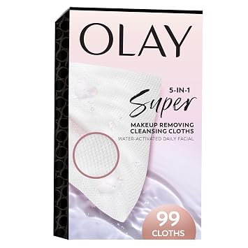 Olay Paños de limpieza facial súper diarios, toallitas de limpieza facial para limpiador diario, paños desechables de un solo uso (no enjuagar), 99 unidades