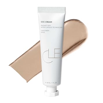 CLE Cosmetics CCC Cream (Warm Light 106 / SPF 50) – Corrector de color con protector solar – Base ligera e hidratante – BB & CC Hybrid – Cobertura ligera a media – 1 onza líquida