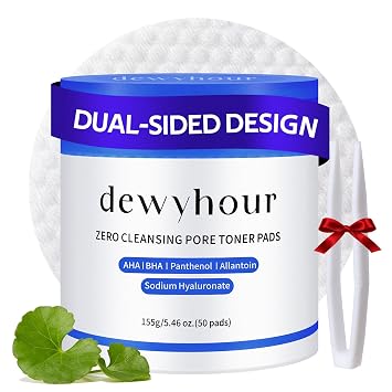 dewyhour Almohadillas faciales limpiadoras, almohadillas de tóner de exfoliación suave para cara con AHA y BHA - Cuidado de la piel coreano Hidratante Almohadilla texturizada de doble cara Piel