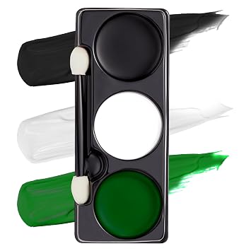 Spooktacular Creations Paleta de maquillaje de Halloween, 3 colores, pintura facial y corporal con pincel para zombi, esqueleto, payaso, bruja, fútbol, béisbol, deportes, SFX, disfraz de cosplay (7