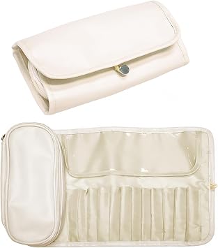 Bolsa de brochas de maquillaje plegable con compartimento separado