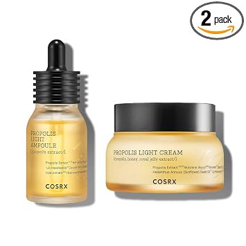 COSRX Dúo de piel de miel brillante, ampolla de propóleo 73.5% + crema de propóleos 64.5%, juego de refuerzo de brillo definitivo para pieles secas y sensibles, brillo de miel, cuidado de la piel coreano